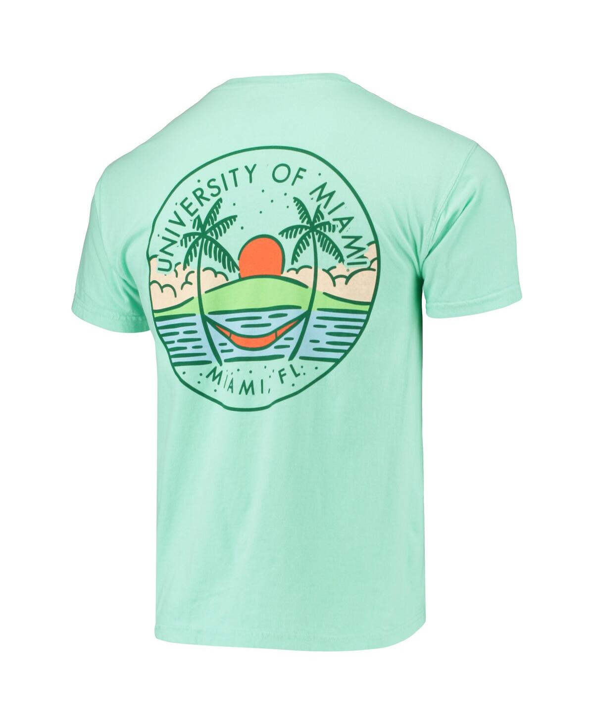 Image One Men's Mint Green Miami Hurricanes Circle Scene Comfort Colors Pocket T-shirt In Mint