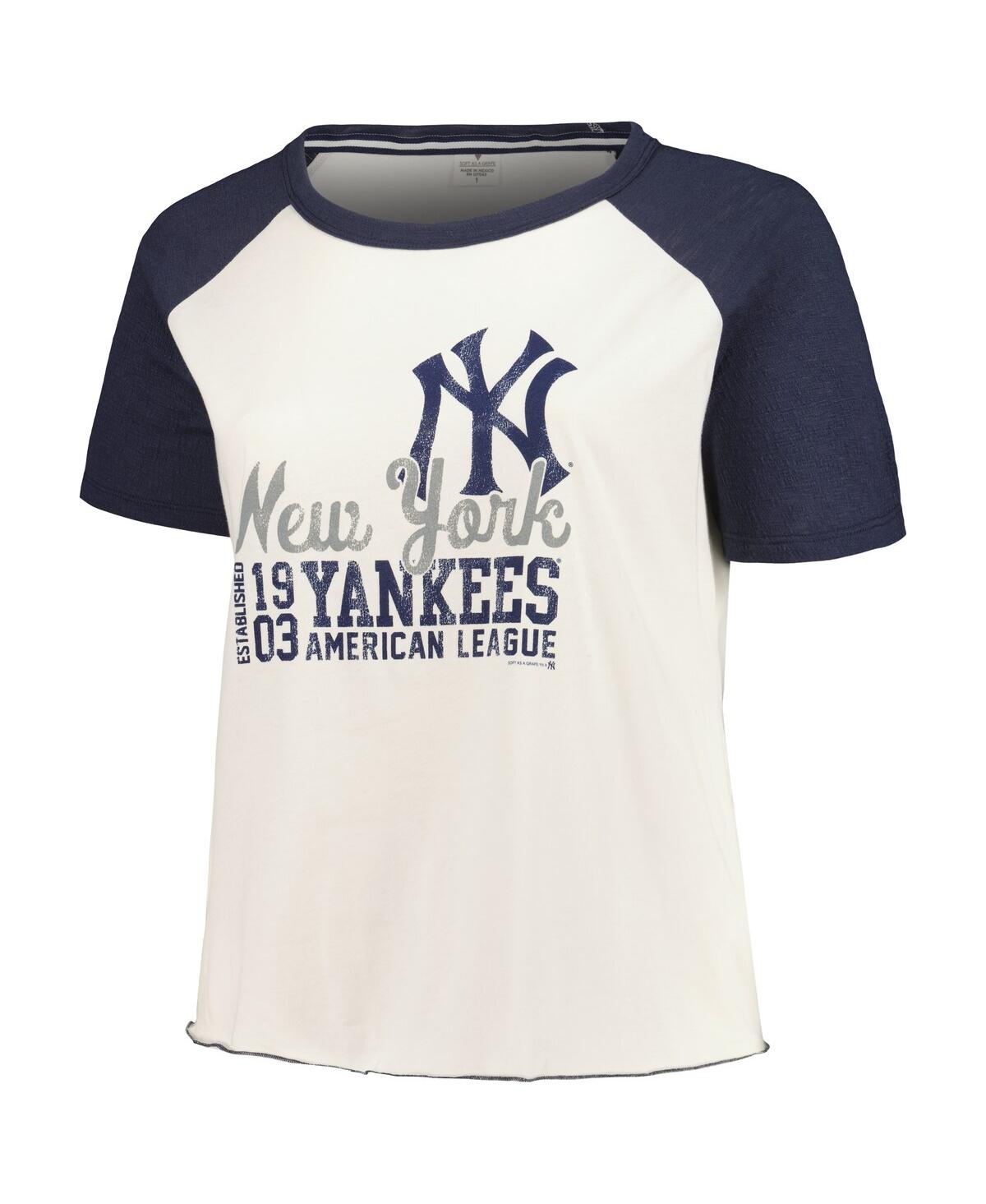 Soft As A Grape Women'sNew York Yankees Plus Size Baseball Raglan T-Shirt - White