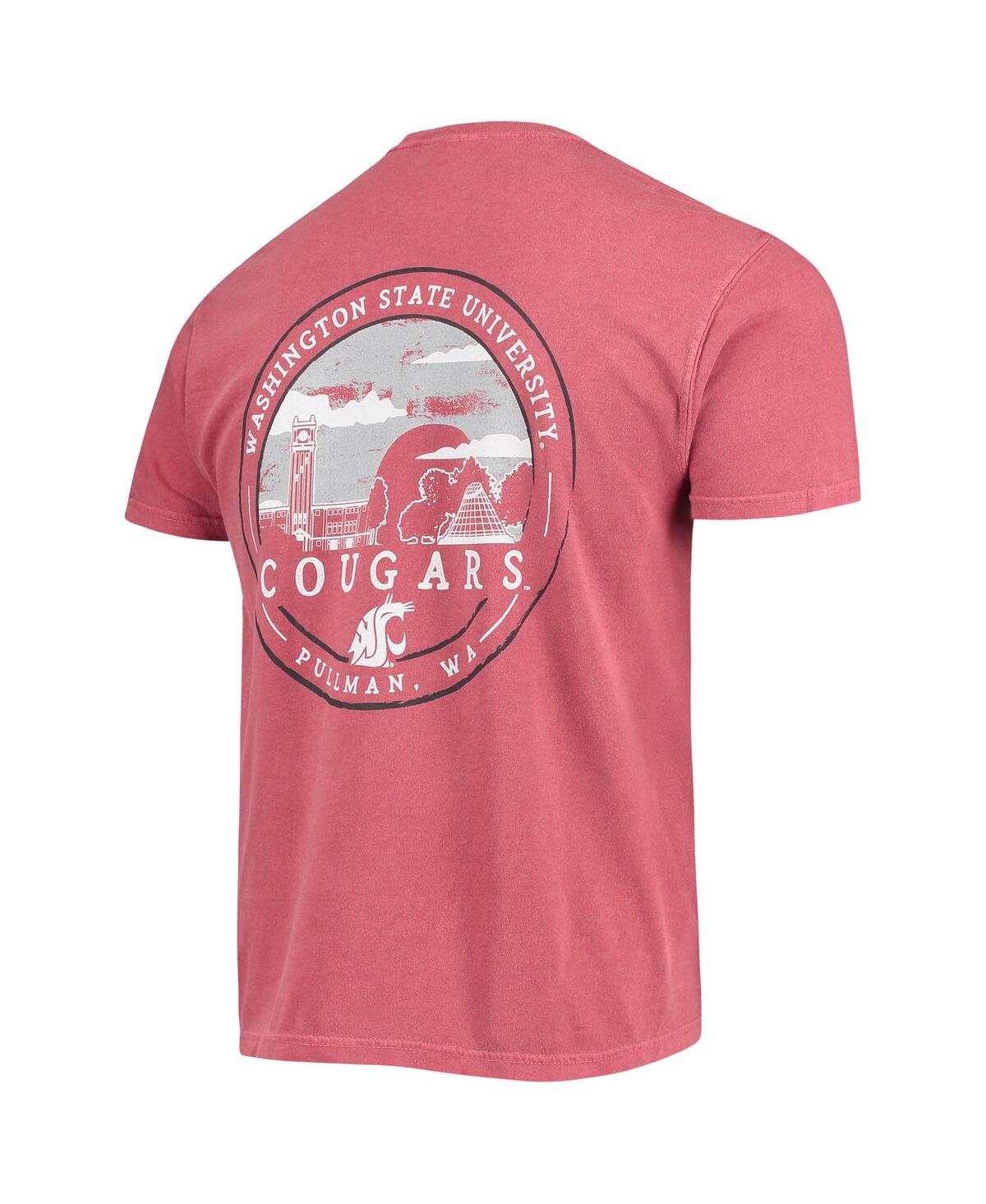 Image One Men's Crimson Washington State Cougars Circle Campus Scene T-shirt In Crimson