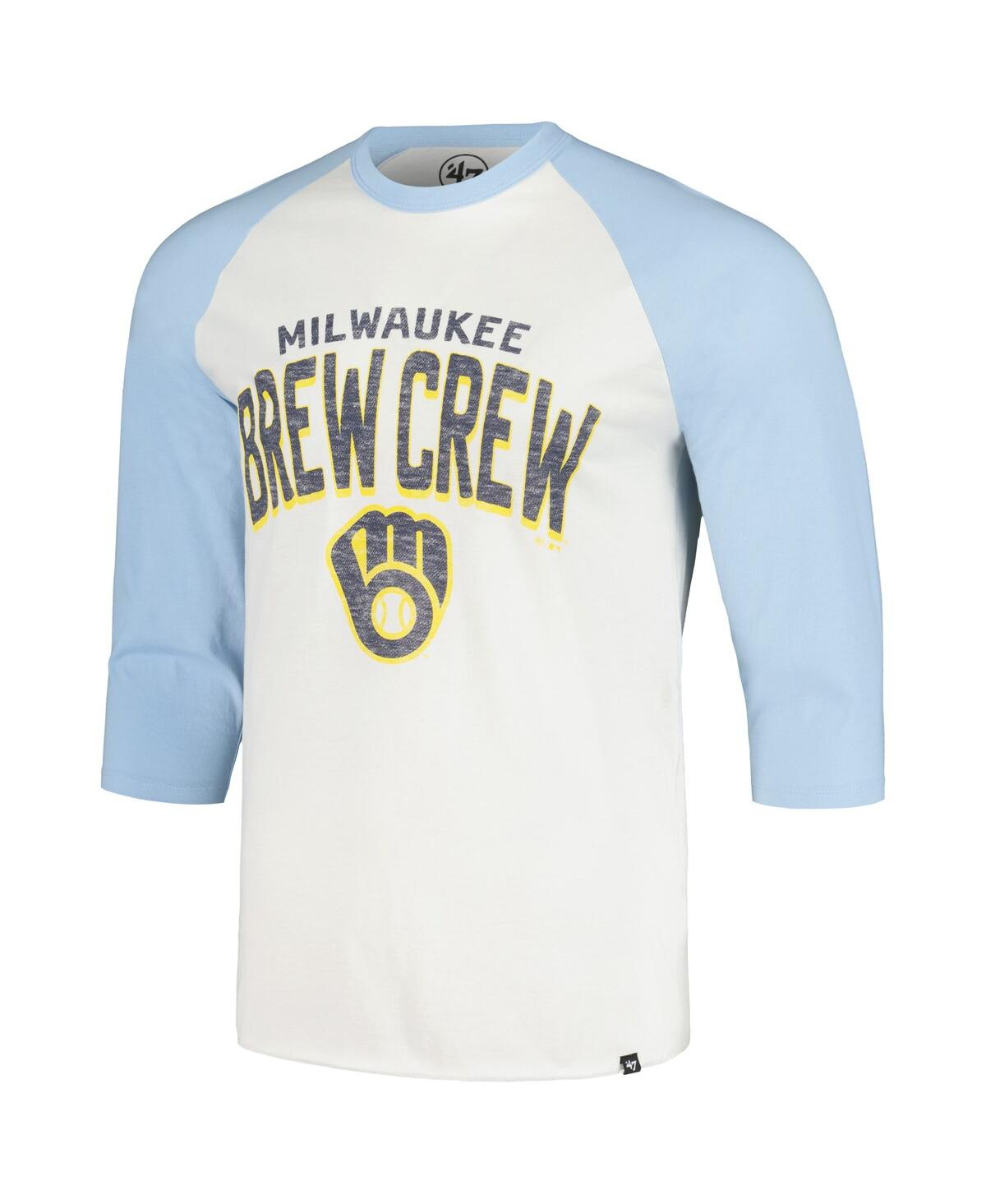 '47 Brand Men'sMilwaukee Brewers City Connect Crescent Franklin Raglan 3/4-Sleeve T-Shirt - Cream