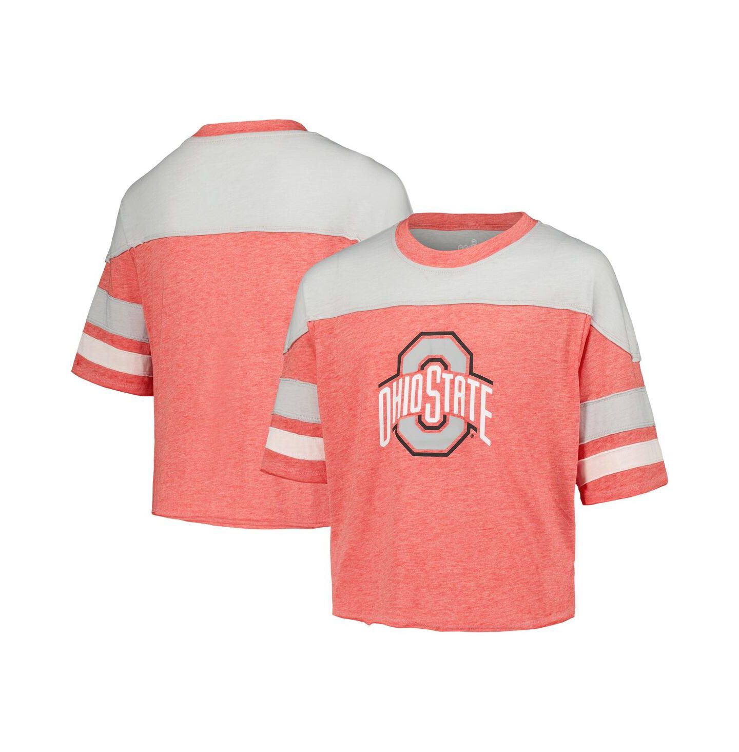 Футболка Outerstuff Scarlet Ohio State Buckeyes Sunday Friday Sleeve Stripe Jersey для девочек — фото 1
