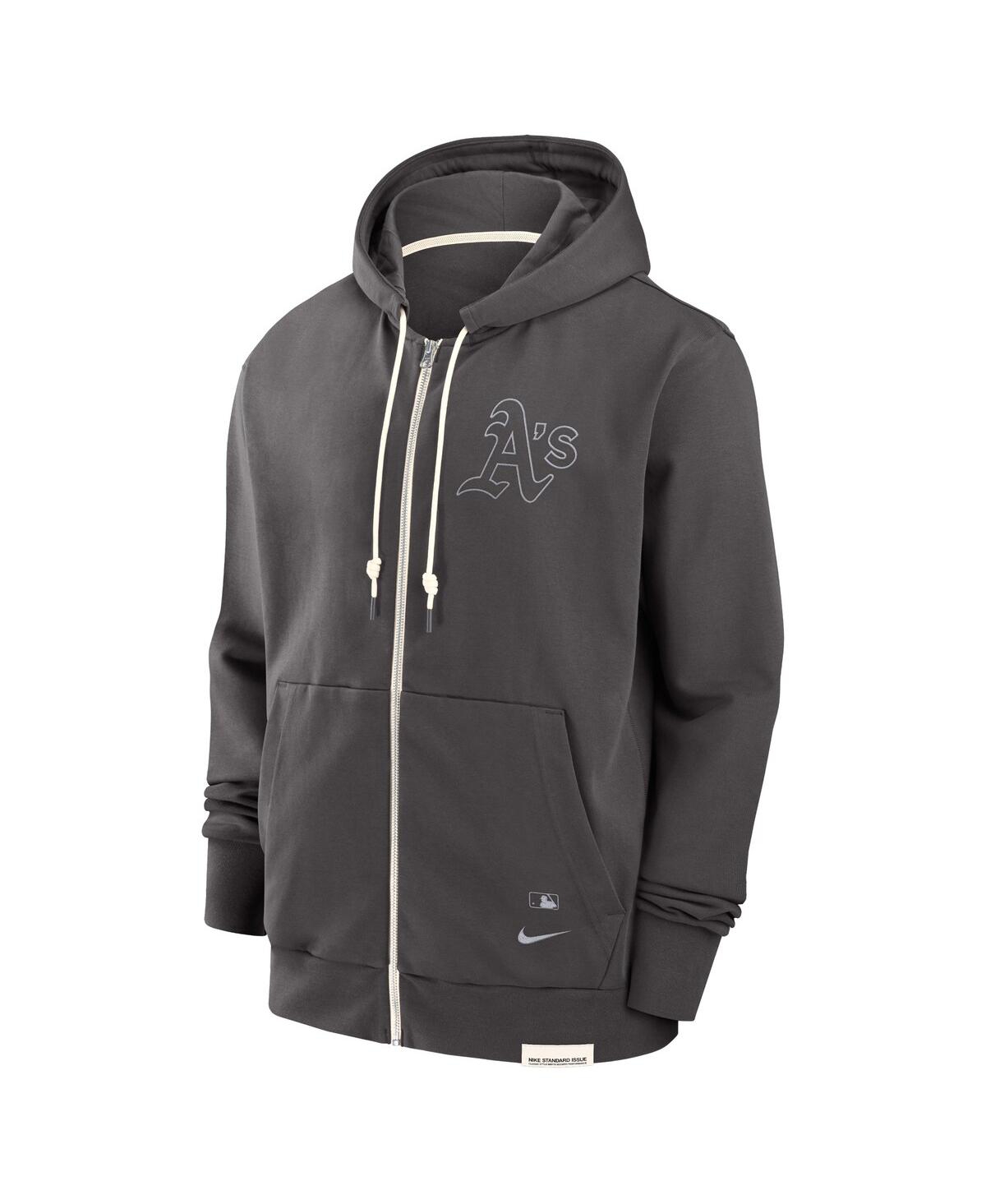 Nike Men'sOakland Athletics Authentic Collection Travel Player Performance Full-Zip Hoodie - Charcoal
