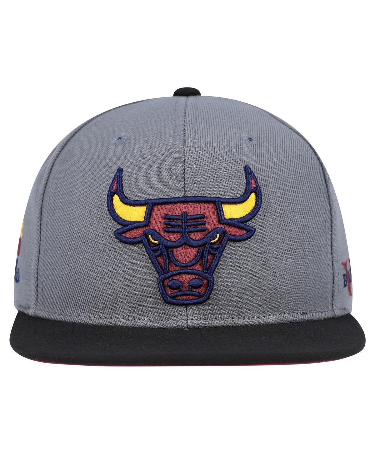 Mitchell & Ness Men's Gray/black Chicago Bulls Core Snapback Hat In Gray,black
