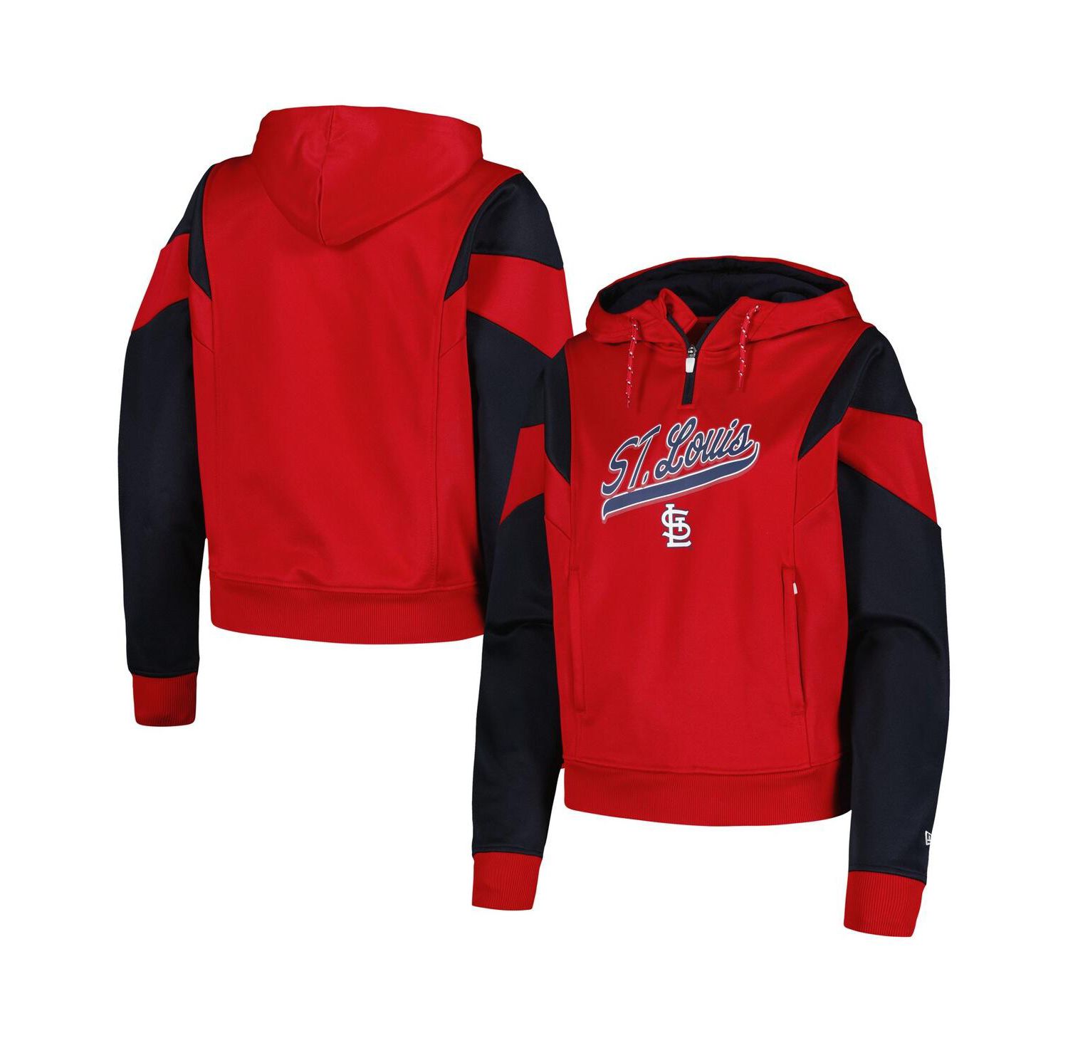 Women's Red St. Louis Cardinals Color Block Fleece Quarter-Zip Hoodie