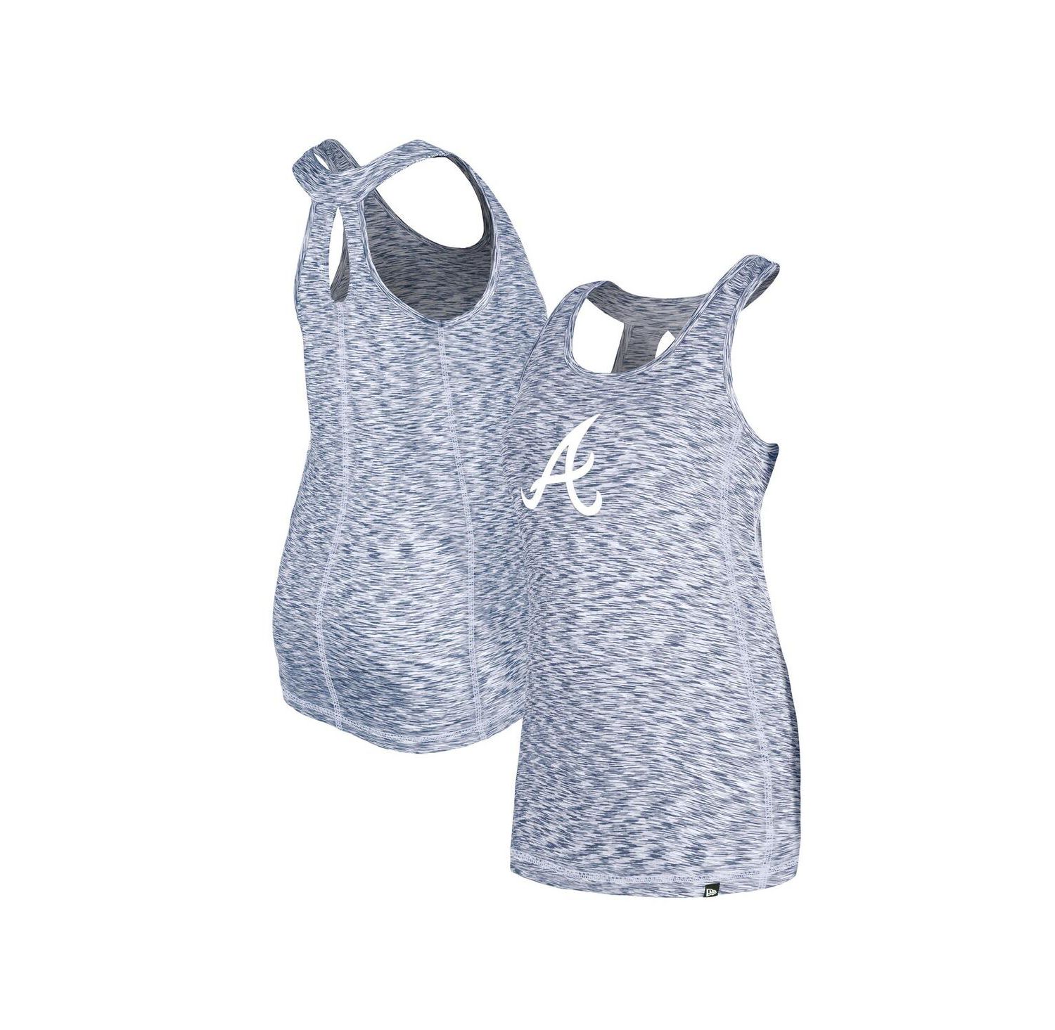 Women's Navy Atlanta Braves Space Dye Keyhole Back Tank Top