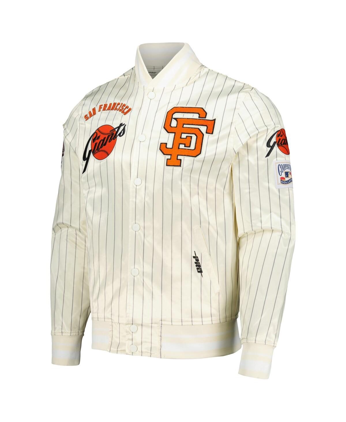 Pro Standard Men's Cream San Francisco Giants Cooperstown Collection Pinstripe Retro Classic Satin Full-snap Jack In Cream