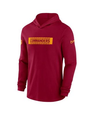 Men's Burgundy Washington Commanders Sideline Hoodie Performance Long Sleeve T-Shirt