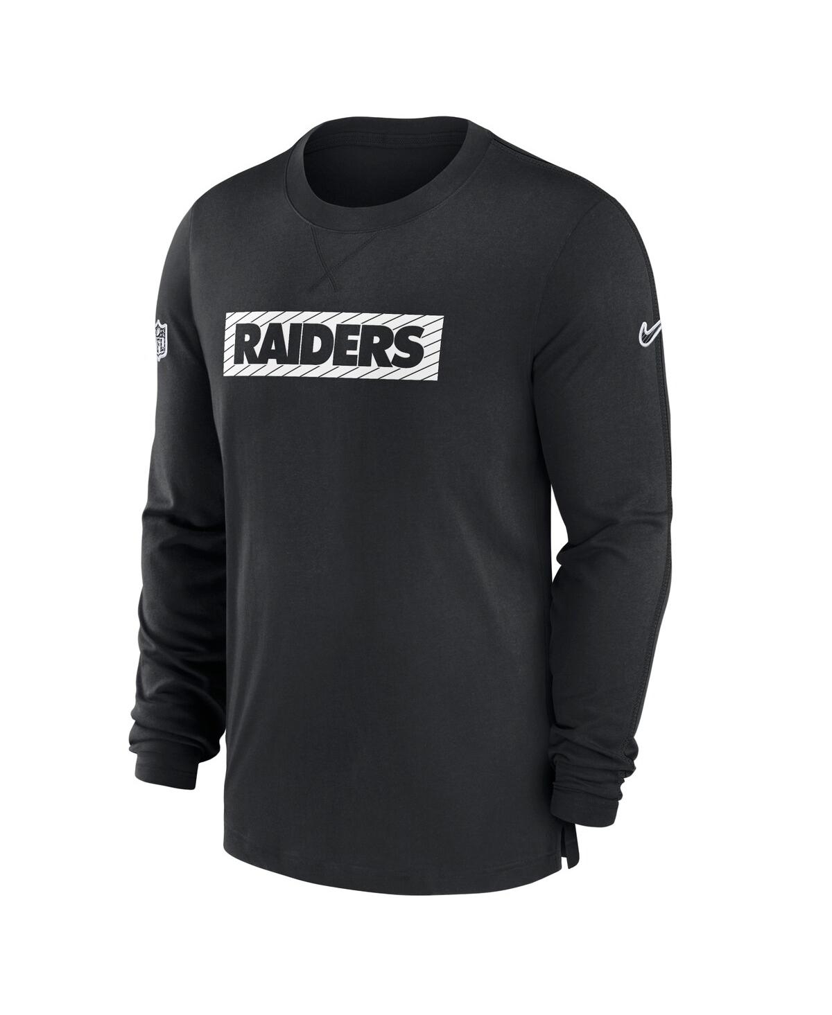 Nike Men's Black Las Vegas Raiders Sideline Player Performance Long Sleeve T-shirt In Black