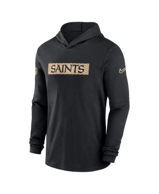 Men's Black New Orleans Saints Sideline Hoodie Performance Long Sleeve T-Shirt