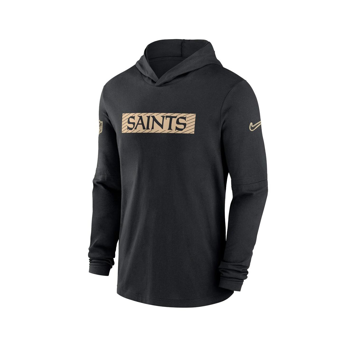 Men's Black New Orleans Saints Sideline Hoodie Performance Long Sleeve T-Shirt