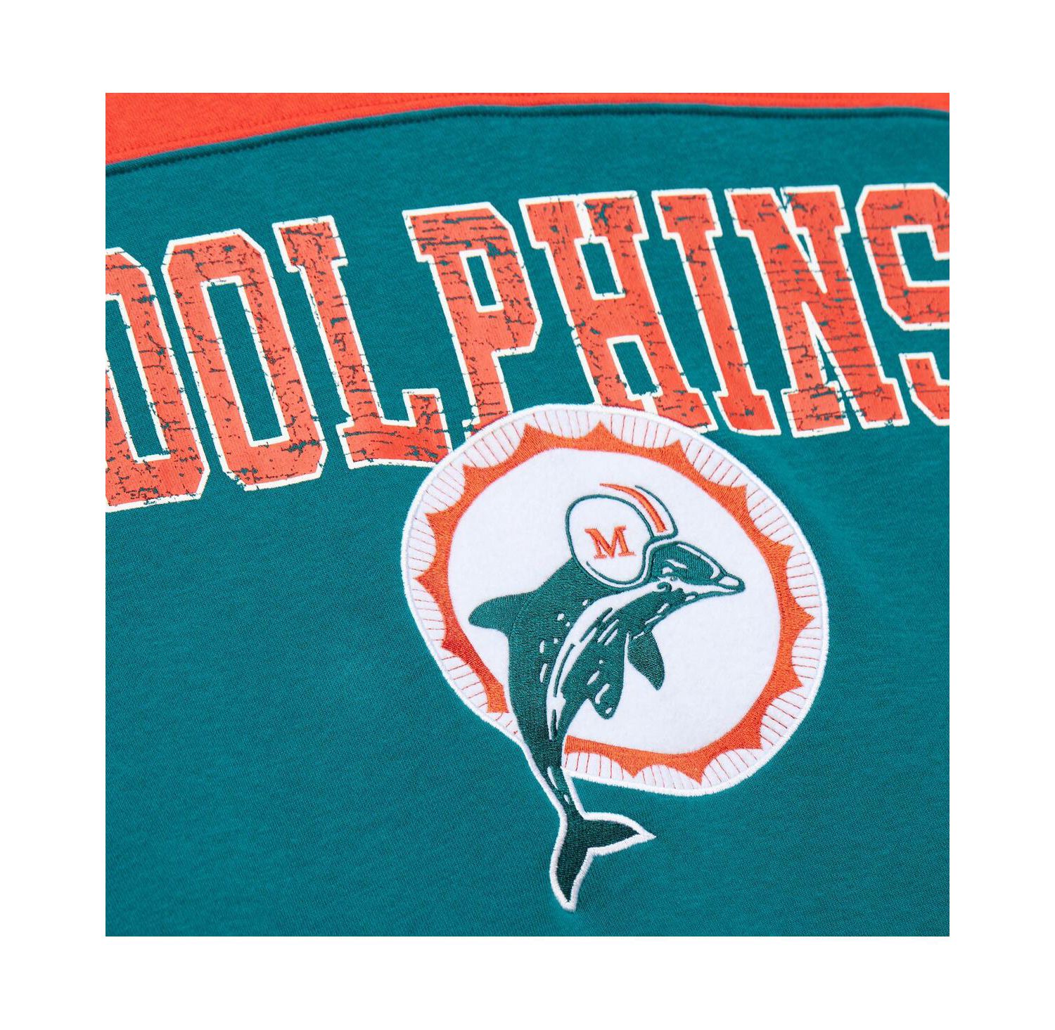 Men's Aqua Miami Dolphins Off Field Vintage-like Logo Short Sleeve Pullover Hoodie