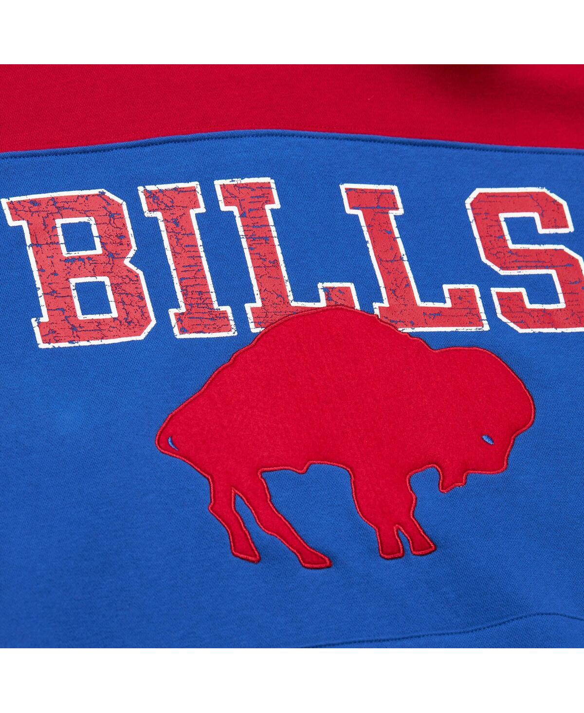 Mitchell & Ness Men'sBuffalo Bills Off Field Vintage-like Logo Short Sleeve Pullover Hoodie - Royal