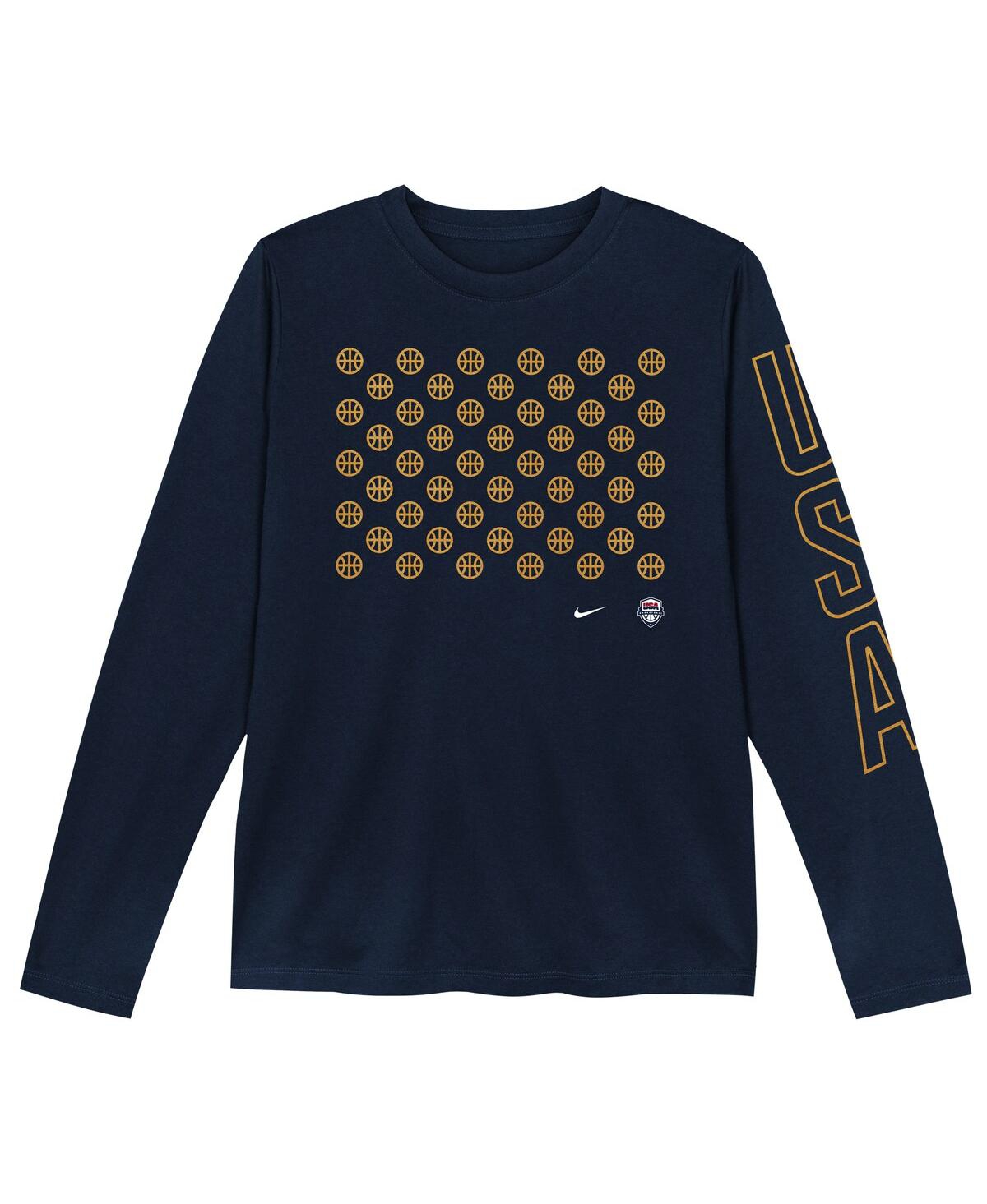 Nike Big Boys and GirlsUsa Basketball Legend Performance Long Sleeve T-Shirt - Navy