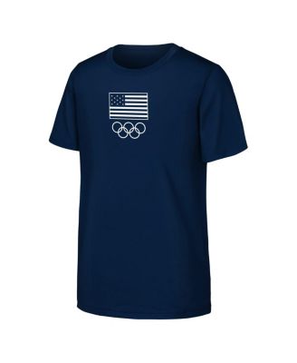 Big Boys and Girls Navy Team USA Minions Flag Rings T-Shirt