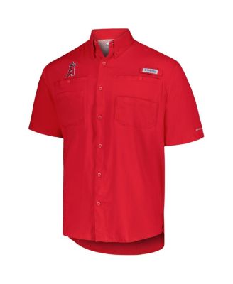 Men's Red Los Angeles Angels Tamiami Omni-Shade Button-Down Shirt