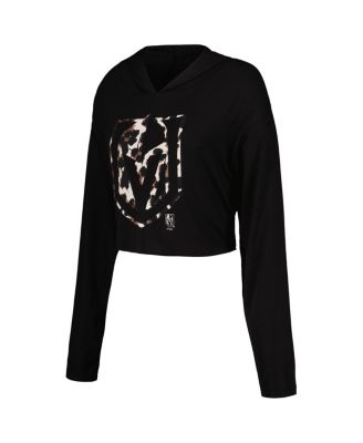 Women's Mark Stone&nbsp;Black Vegas Golden Knights Leopard Print Name Number Cropped Pullover Hoodie