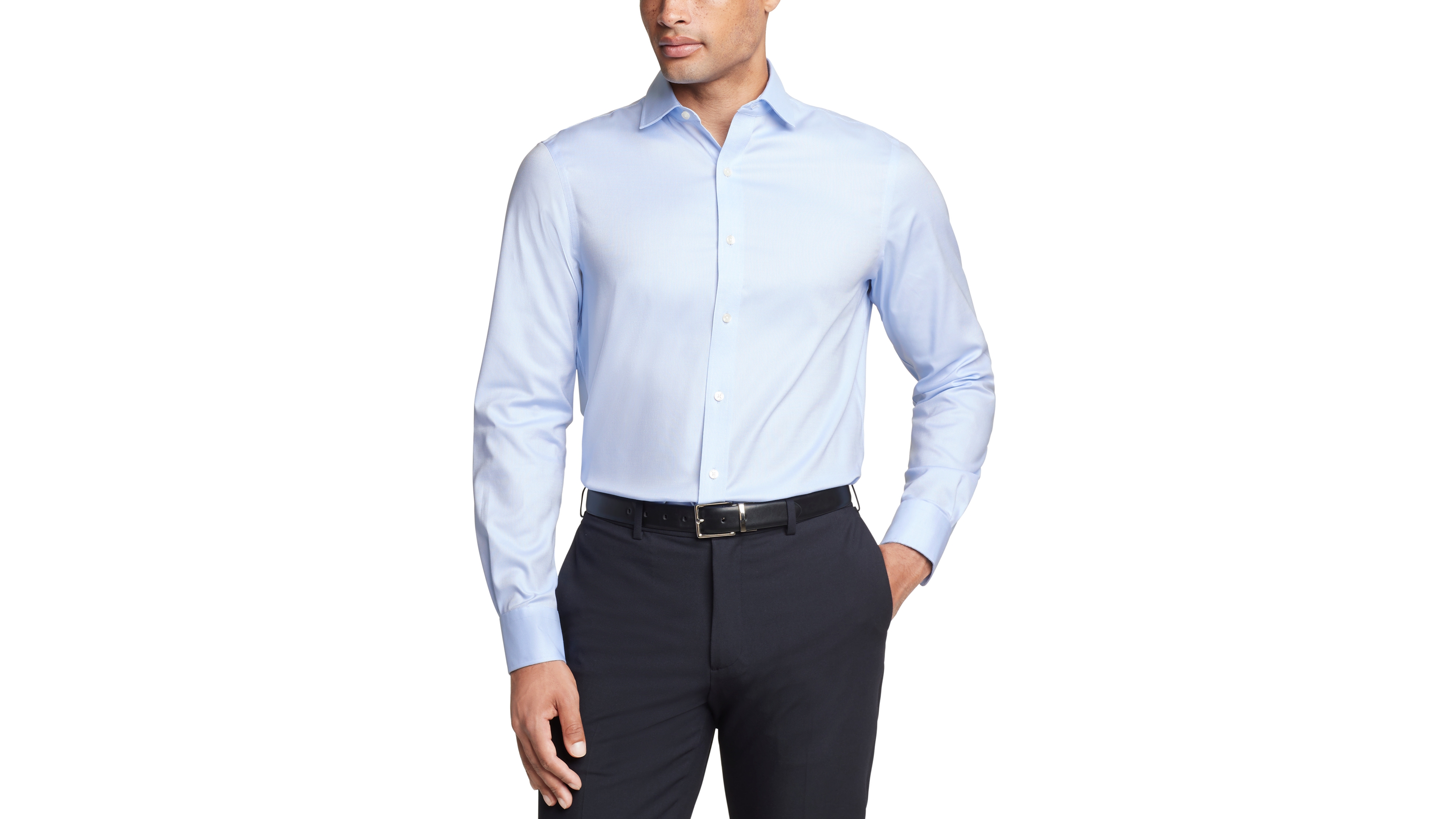 Tommy Hilfiger Men's Regular Fit Th Flex Essentials Wrinkle Free Stretch Dress Shirt