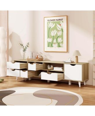 TV Stand for TVs up to 65" with Storage 5 Drawers & 3 Open Shelves for Bedroom