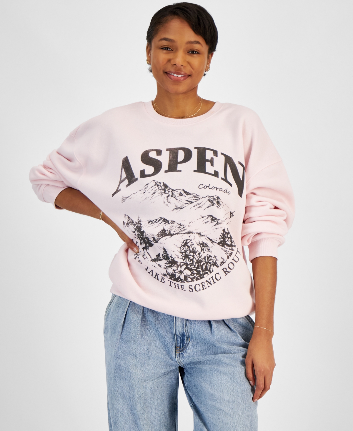 Juniors' Aspen Crewneck Sweatshirt - Pink