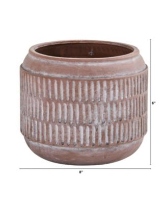 8" Boho Chic Ceramic Embossed Planter