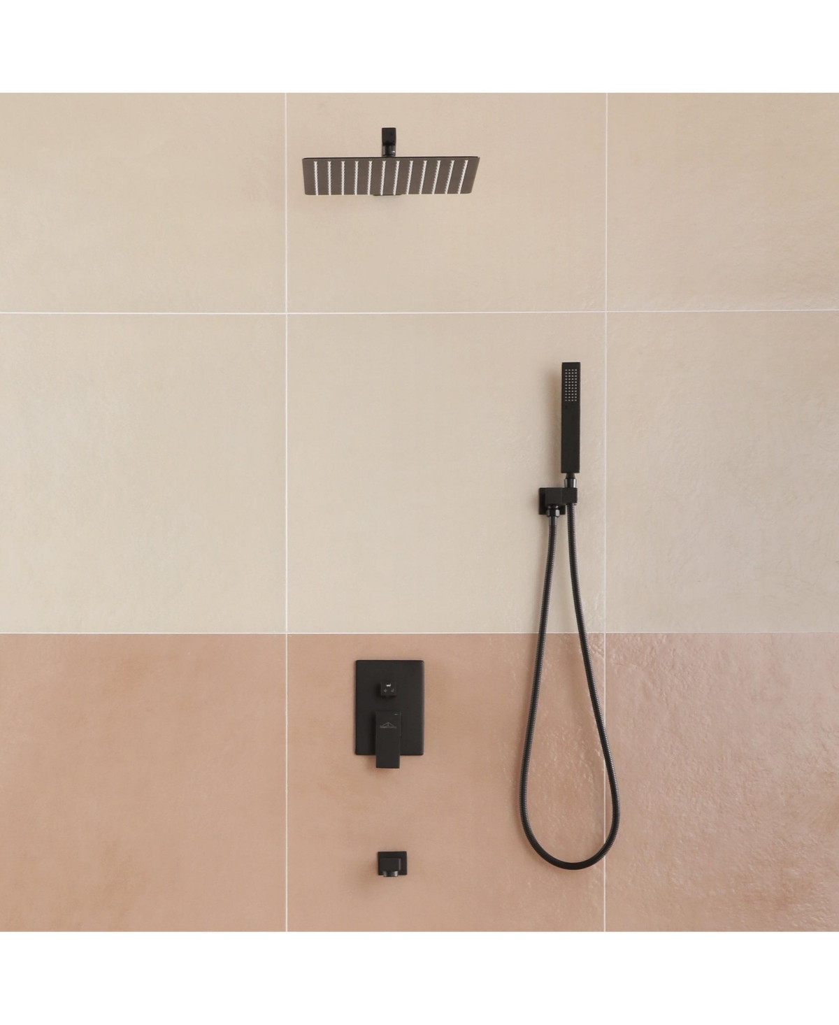 Boyel Living 1-Spray Patterns with 2.5 Gpm in. Square Wall Mount Dual Shower Heads with Pressure Balance Valve