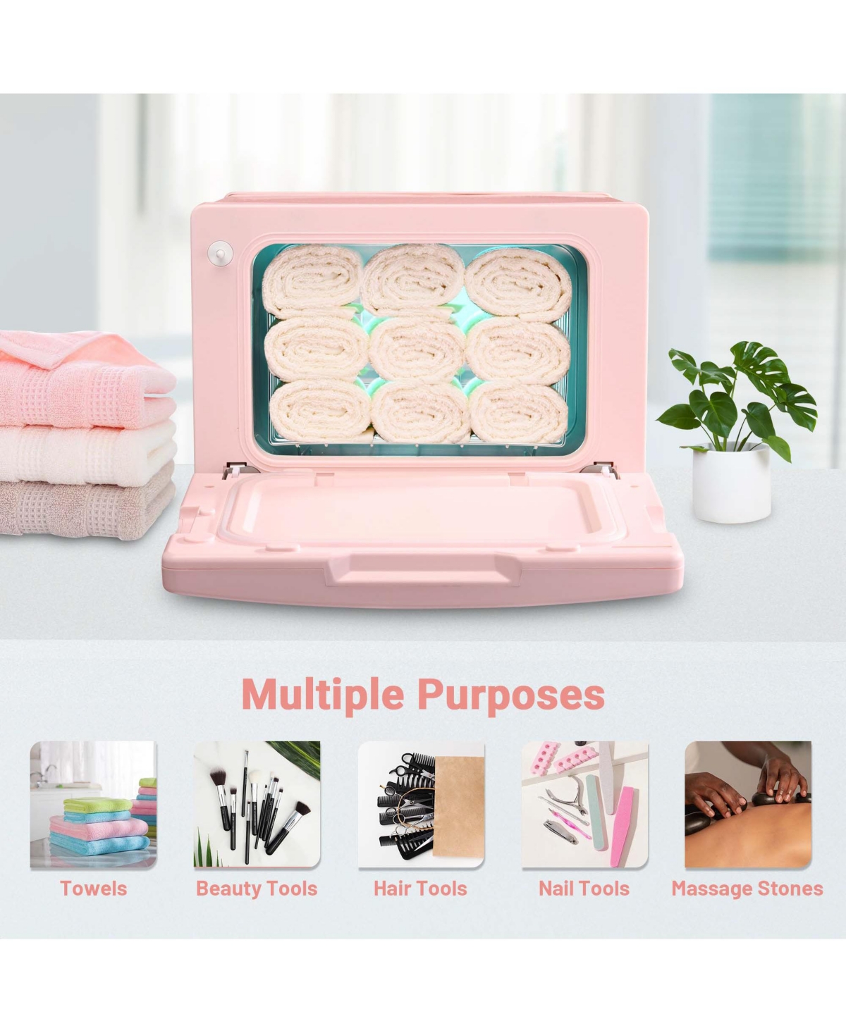 Yescom Byootique 8L Pink Towel Warmer Cabinet with Uv Sterilizer