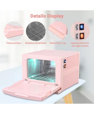 Yescom 8L Pink Towel Warmer Cabinet 2-in-1 Facial Towel Heater Compact Facial Towel Heater With UV Sterilizer Spa Nail Salon