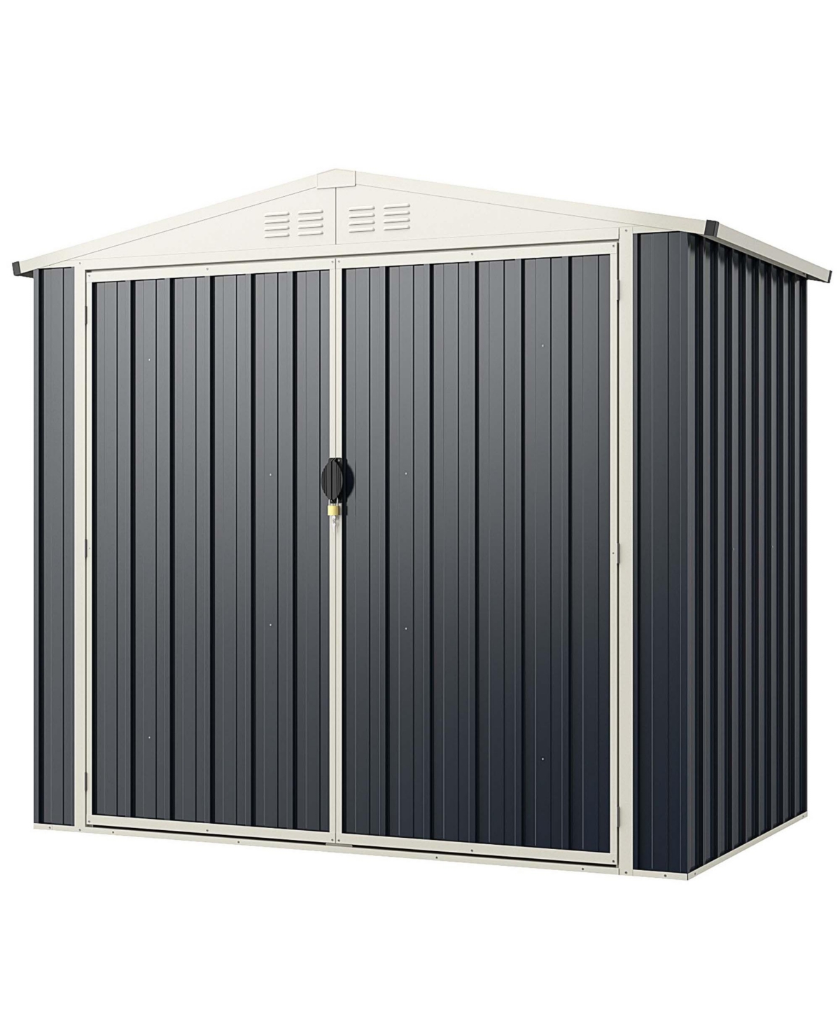 7 x 4 Ft Metal Outdoor Storage Shed Snap-on Structures for Efficient Assembly - Black