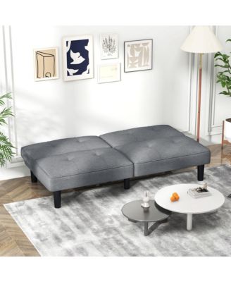 Convertible Folding Futon Sofa Bed with 6-Position Adjustable Backrest Cushion