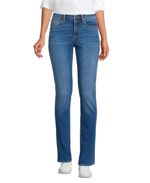 Женские джинсы Lands' End Recover Mid Rise Straight Leg Blue, цвет: Индиго синий