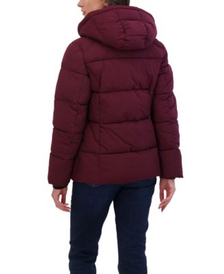 Women's Short Hooded Stretch Puffer Jacket