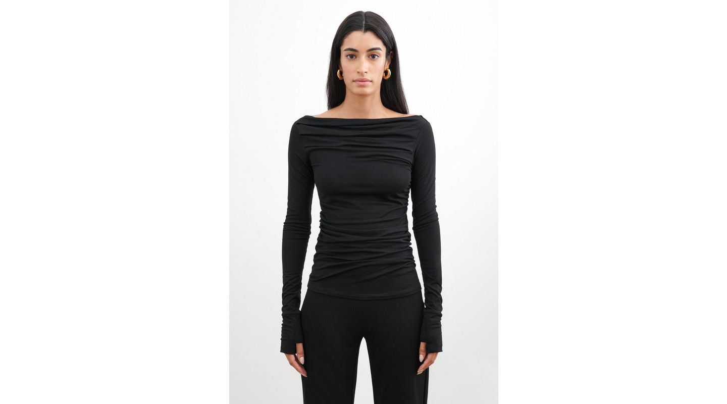 Женский топ Marcella Cooper Convertible Draped Boat-Neck Jersey Top, цвет: Чёрный — фото 1
