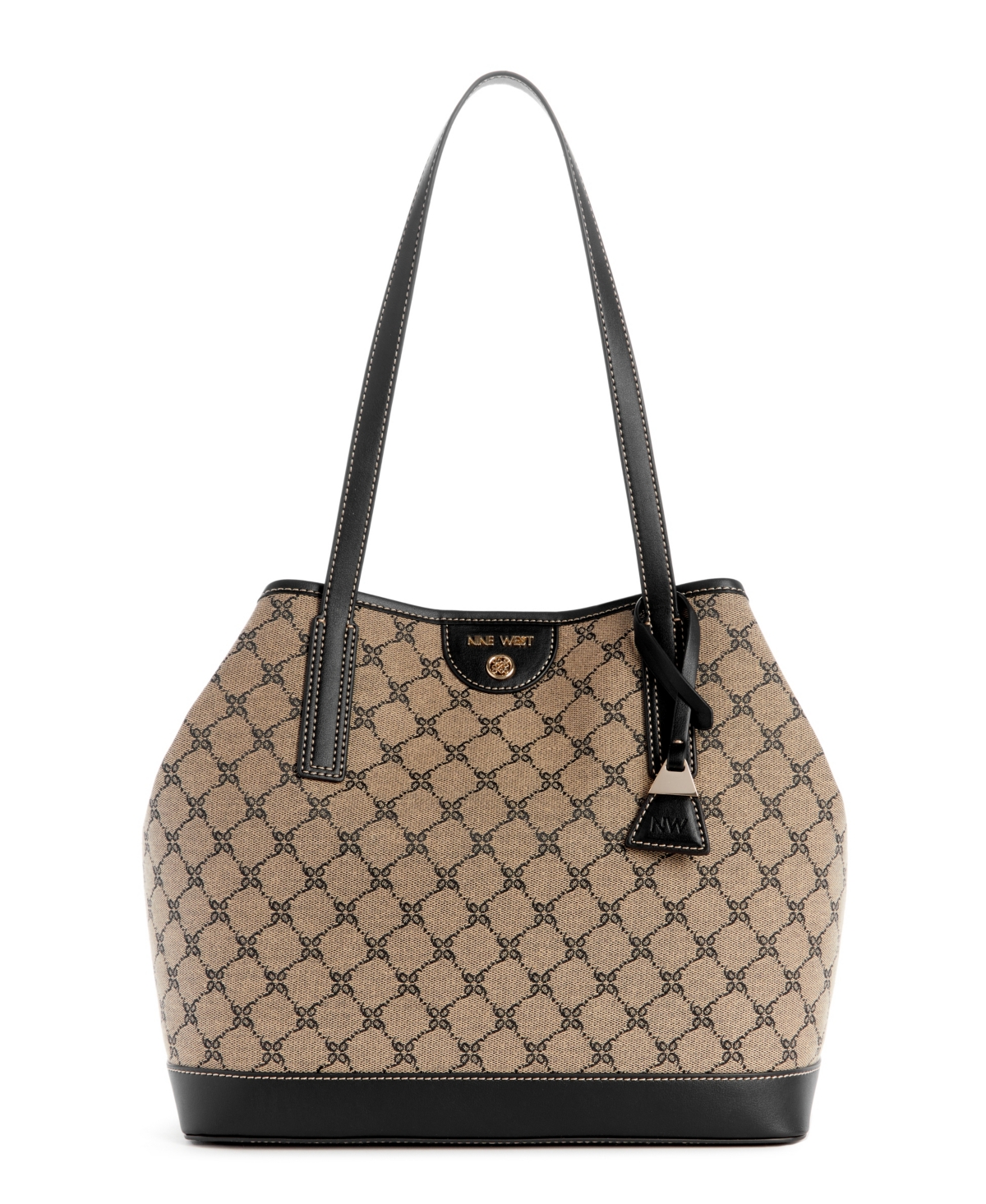 Shop Nine West Teagan 2 In 1 Tote In Natural Logo Black