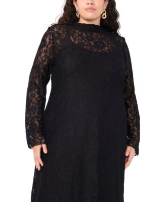 Vince Camuto Plus Size Lace Long-Sleeve Maxi Dress - Macy's