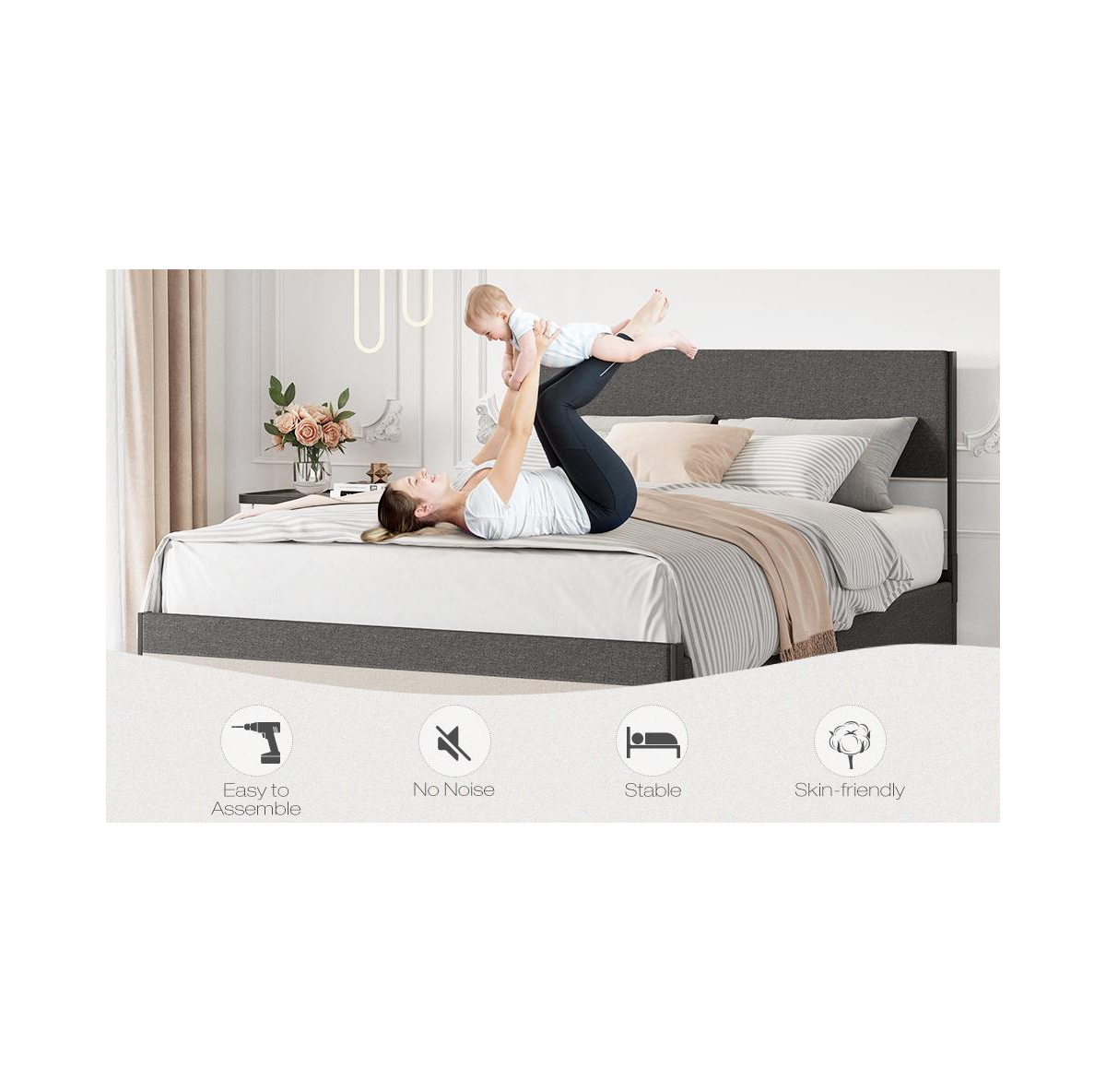 gaomon Queen Size Platform Bed Frame with 2 Storage Drawers and Headboard, Mattress Foundation with Metal Slats Support, Solid and Stable, No Box Spri