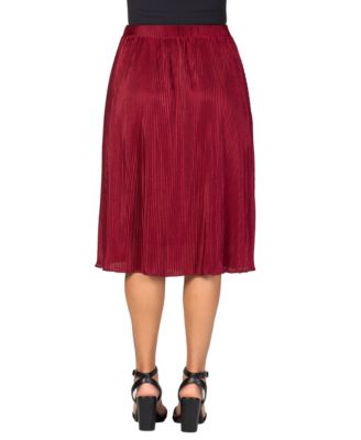 Women's Elegant Pleated Elastic Waist Party Midi Skirt