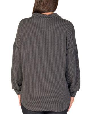 Women's Ribbed Button Up Long Sleeve Collared Shirt Jacket