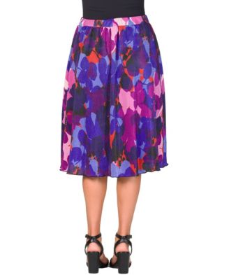 Women's Pleated Elastic Waistband Party Midi Skirt