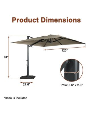 10 ft. 360 B0; Rotation Square Cantilever Patio Umbrella with Base and LED Light