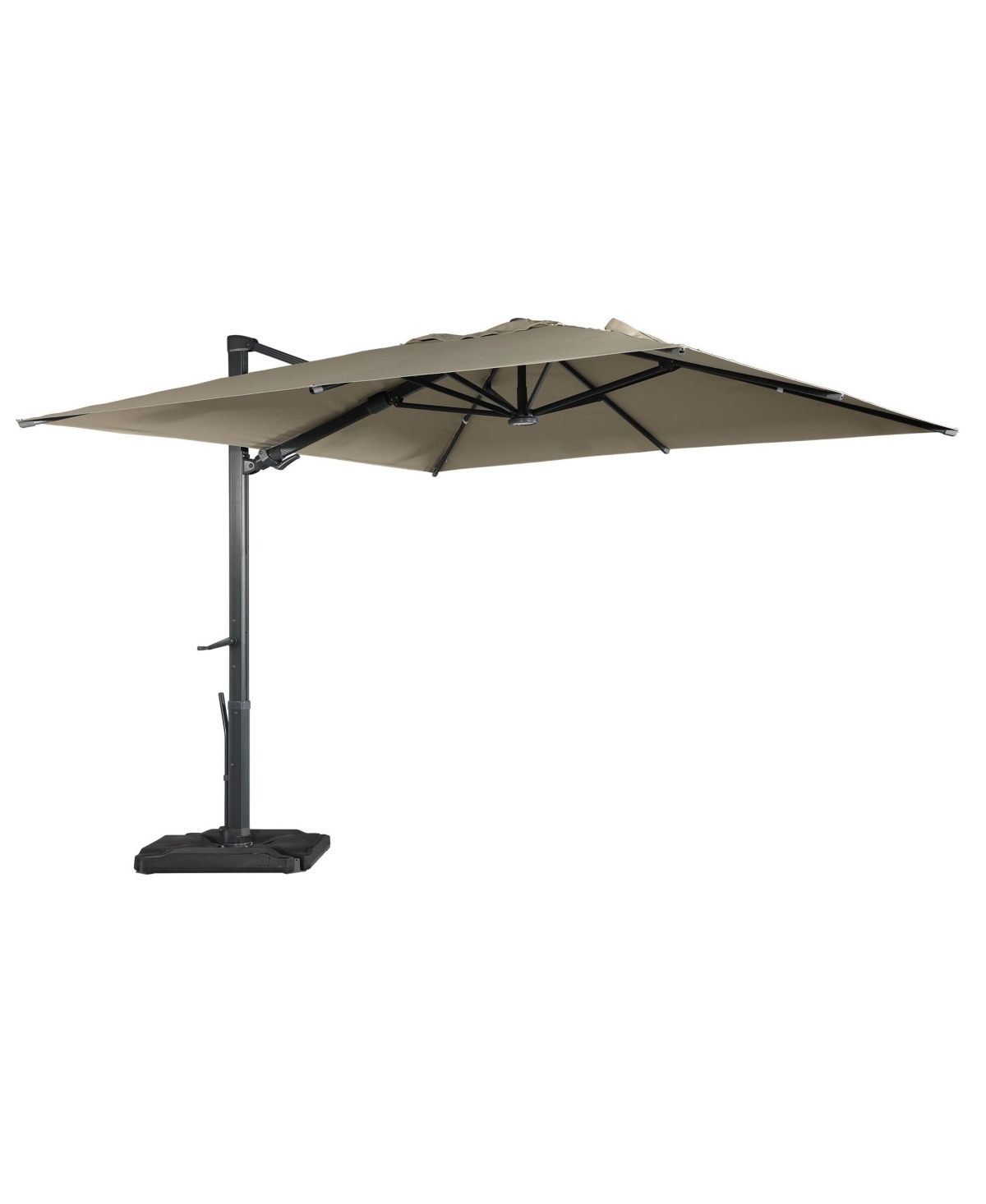 10 ft. 360 B0; Rotation Square Cantilever Patio Umbrella with Base and Led Light - Navy blue