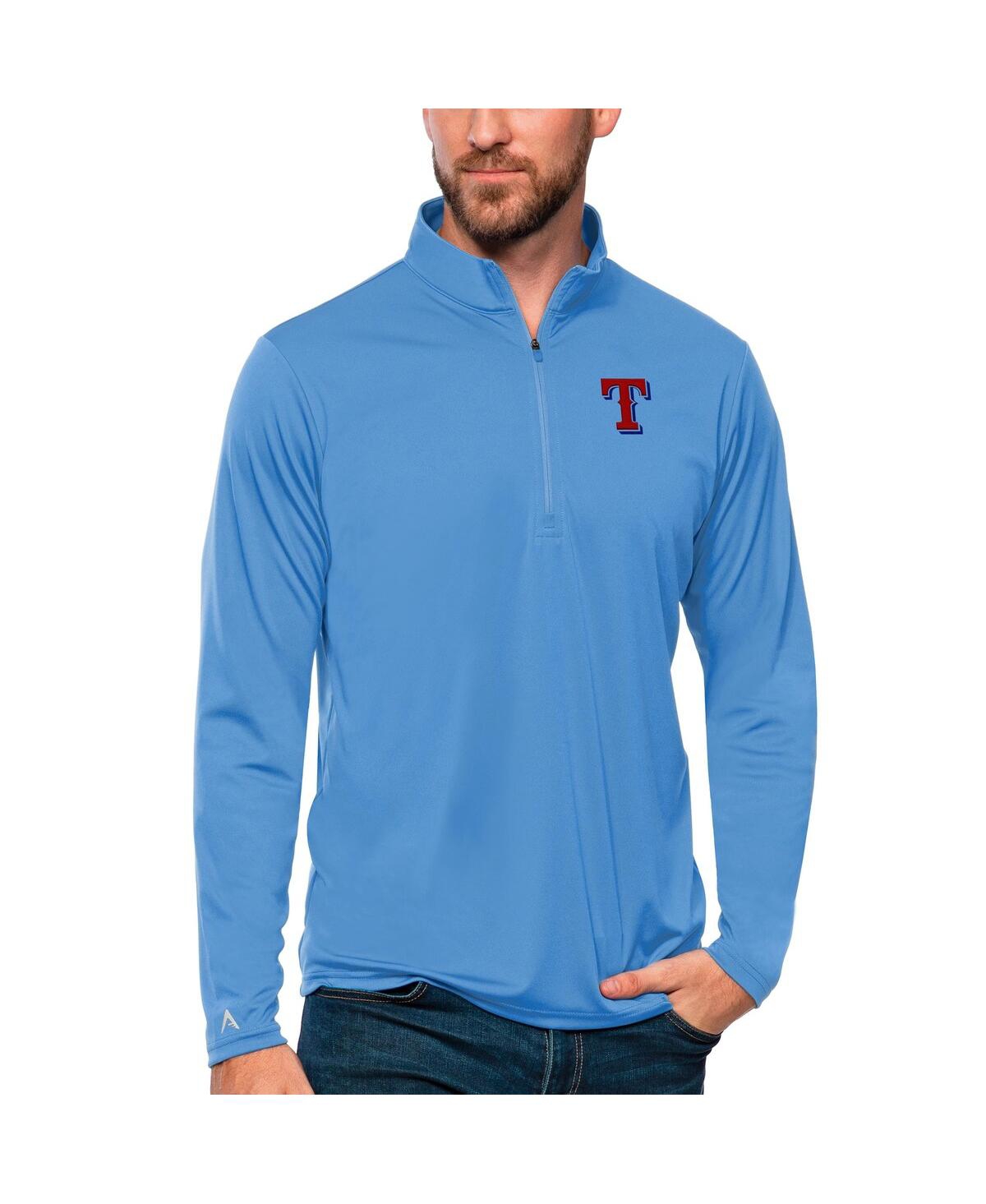 Men's Powder Blue Texas Rangers Tribute Quarter-Zip Pullover Top - Powder Blue