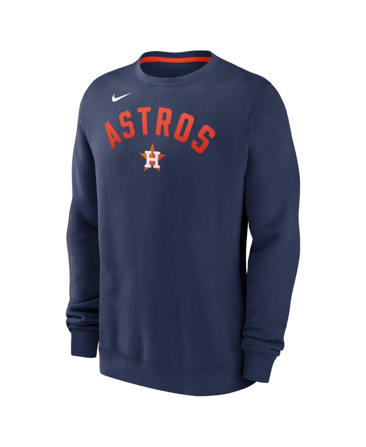 Nike Men's Navy Houston Astros Classic Fleece Performance Pullover Sweatshirt In Navy,orange
