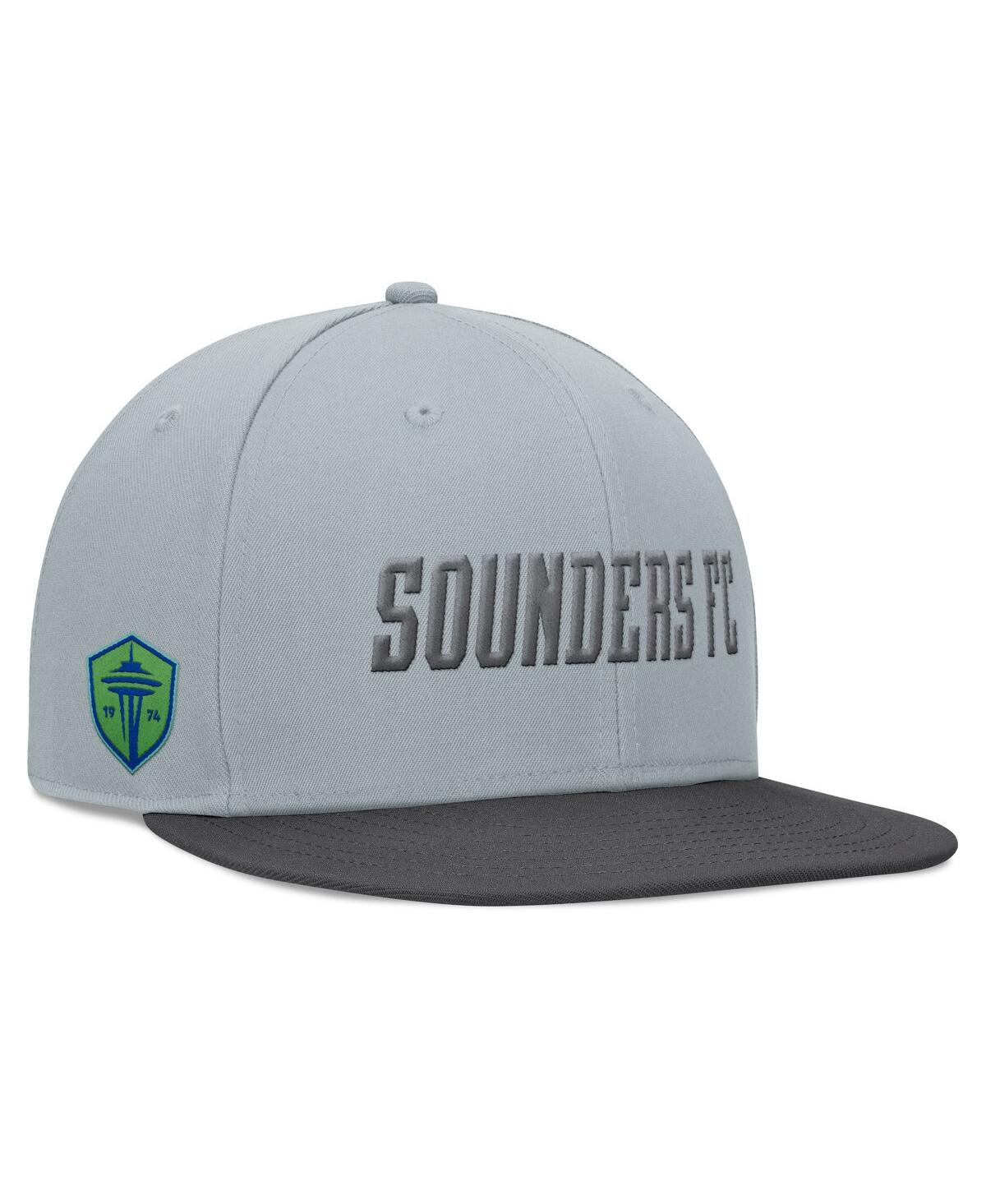 Fanatics Men's Gray/black Seattle Sounders Fc Smoke Snapback Hat In Gray,black