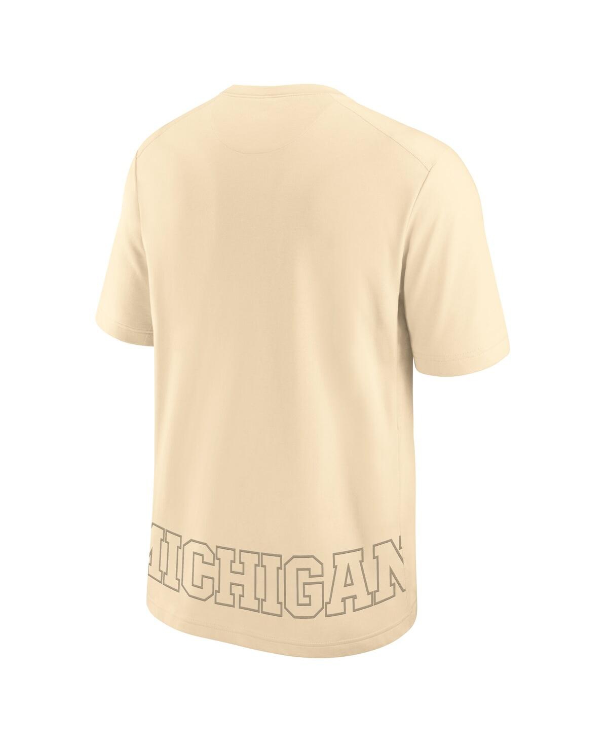 Nike Men's Cream Michigan Wolverines Primary Statement Two-hit Performance T-shirt In Cream