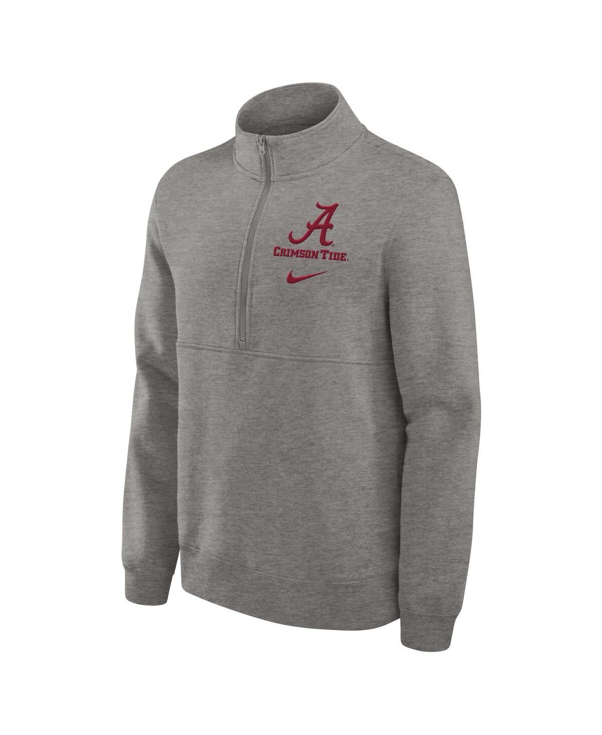 NIKE MEN'S HEATHER GRAY ALABAMA CRIMSON TIDE PRIMETIME CLUB HALF-ZIP SWEATSHIRT