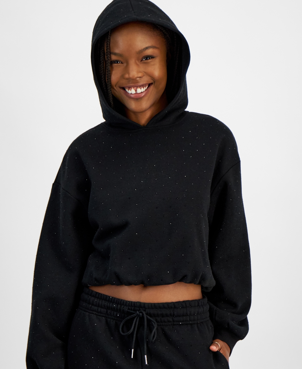 Madden Girl Juniors' Rhinestone Pullover Hoodie