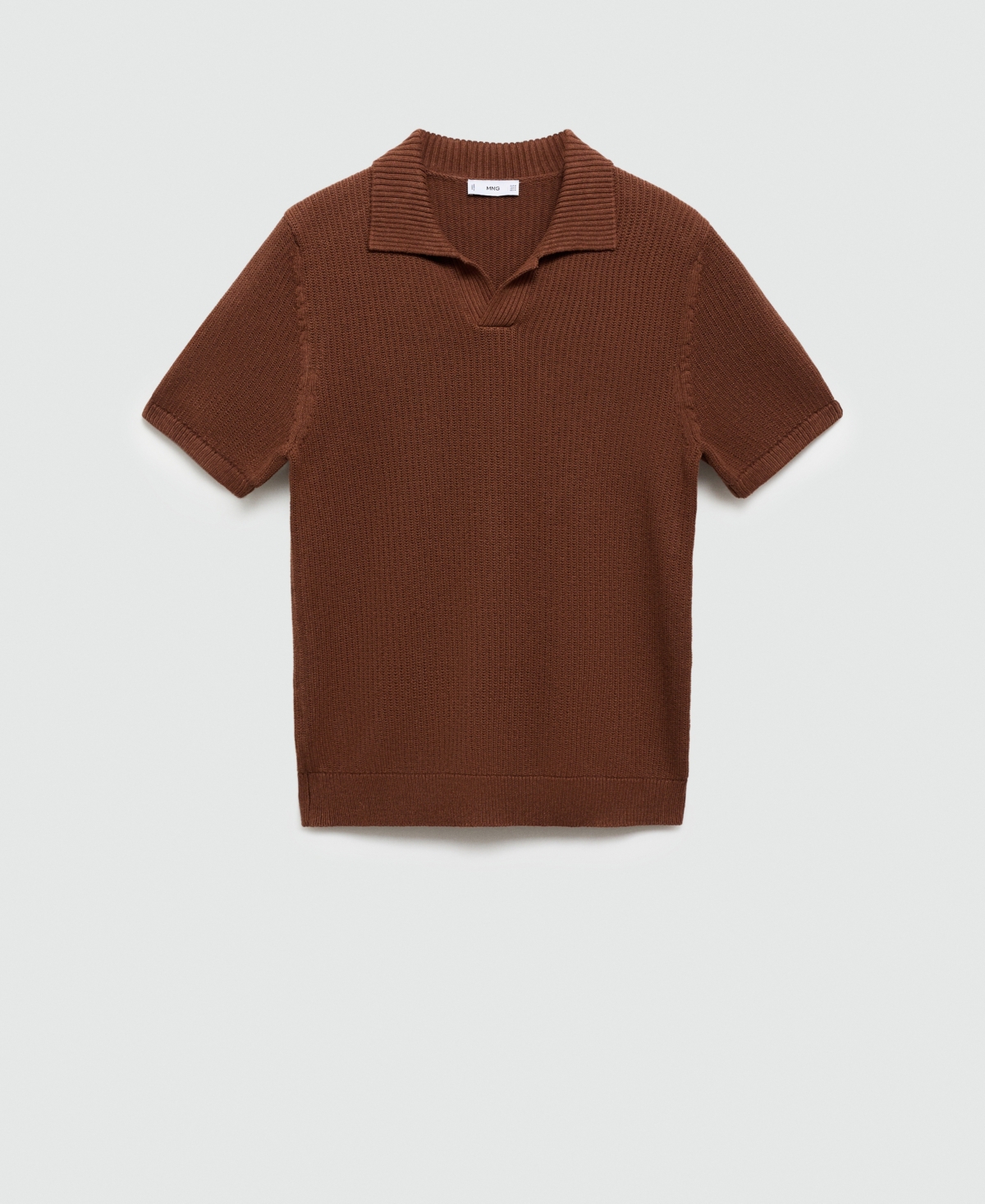 Mango Men's Ribbed Knit Polo Shirt