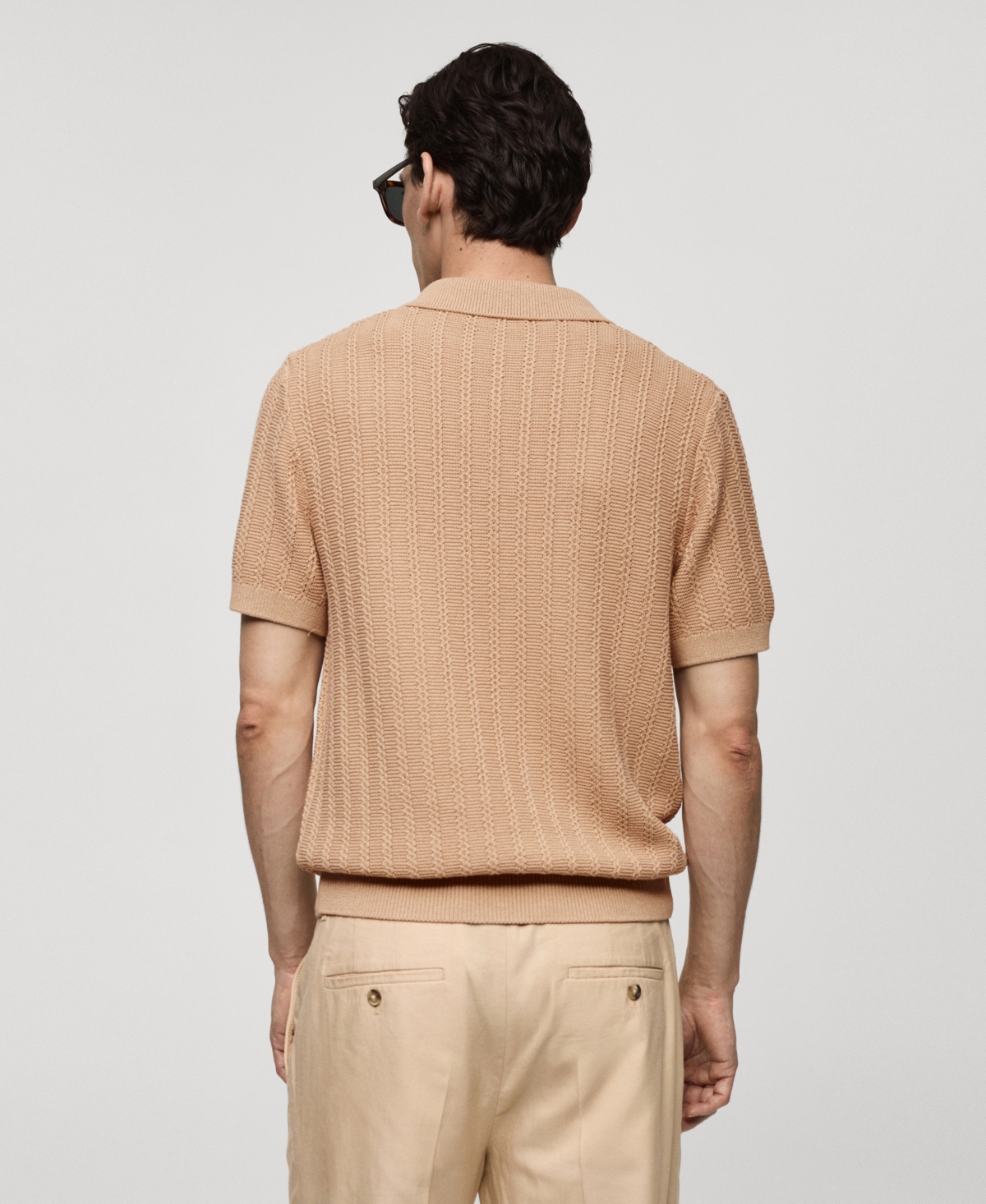 Mango Men's Twisted Knitted Cotton Polo Shirt