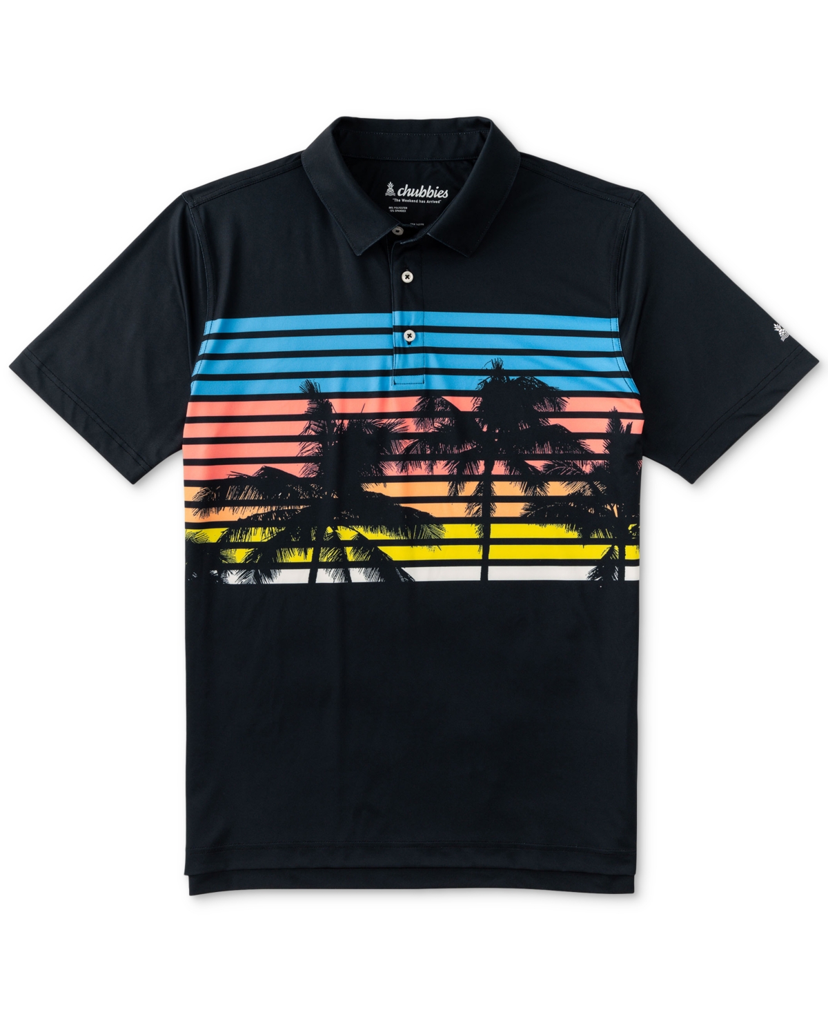 Chubbies Men's The Twilight Palms Tailored-fit Performance Polo Shirt In Black
