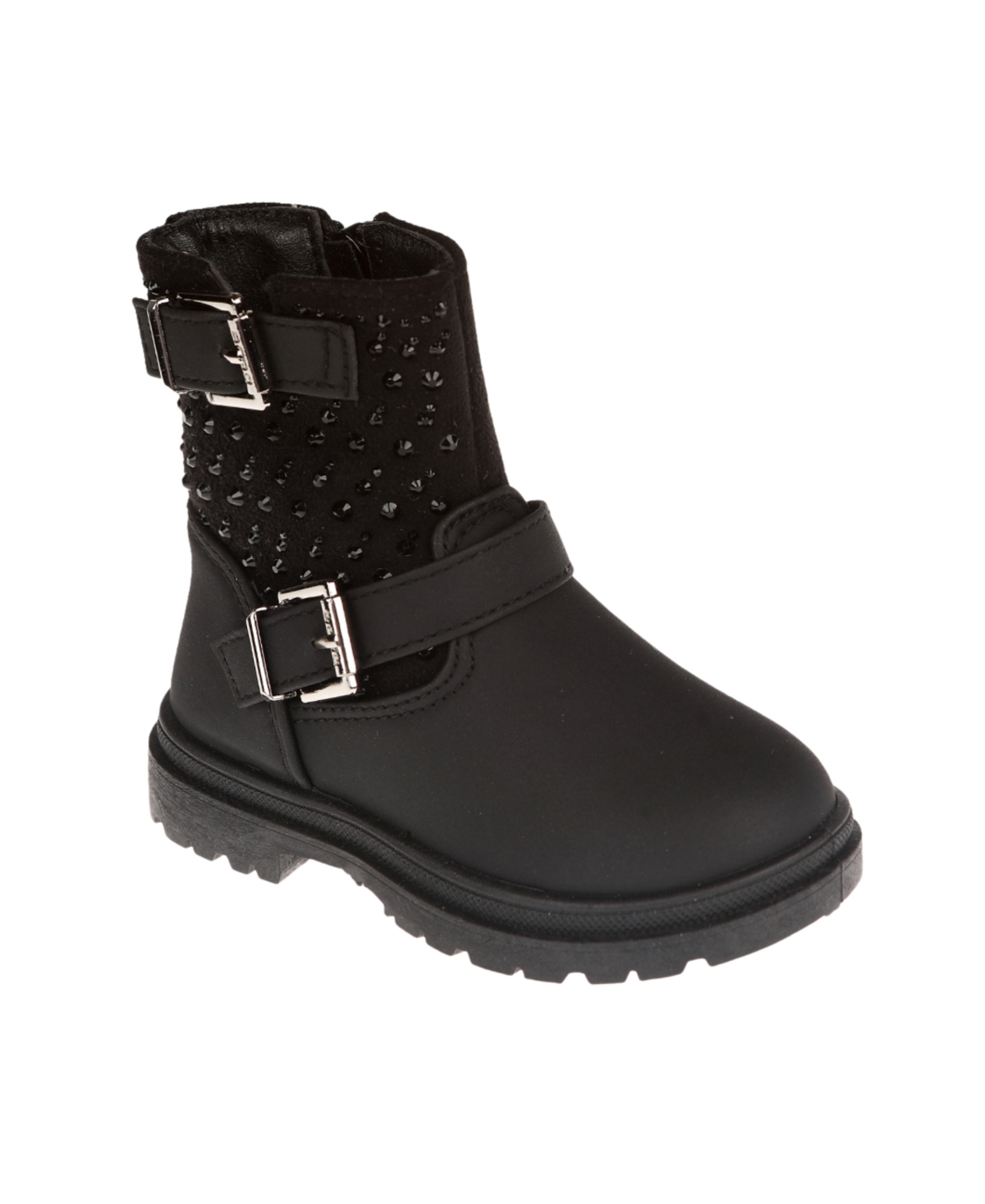 Bebe Toddler Girls Engineer With Rhinestones And  Rivet Boot In Black